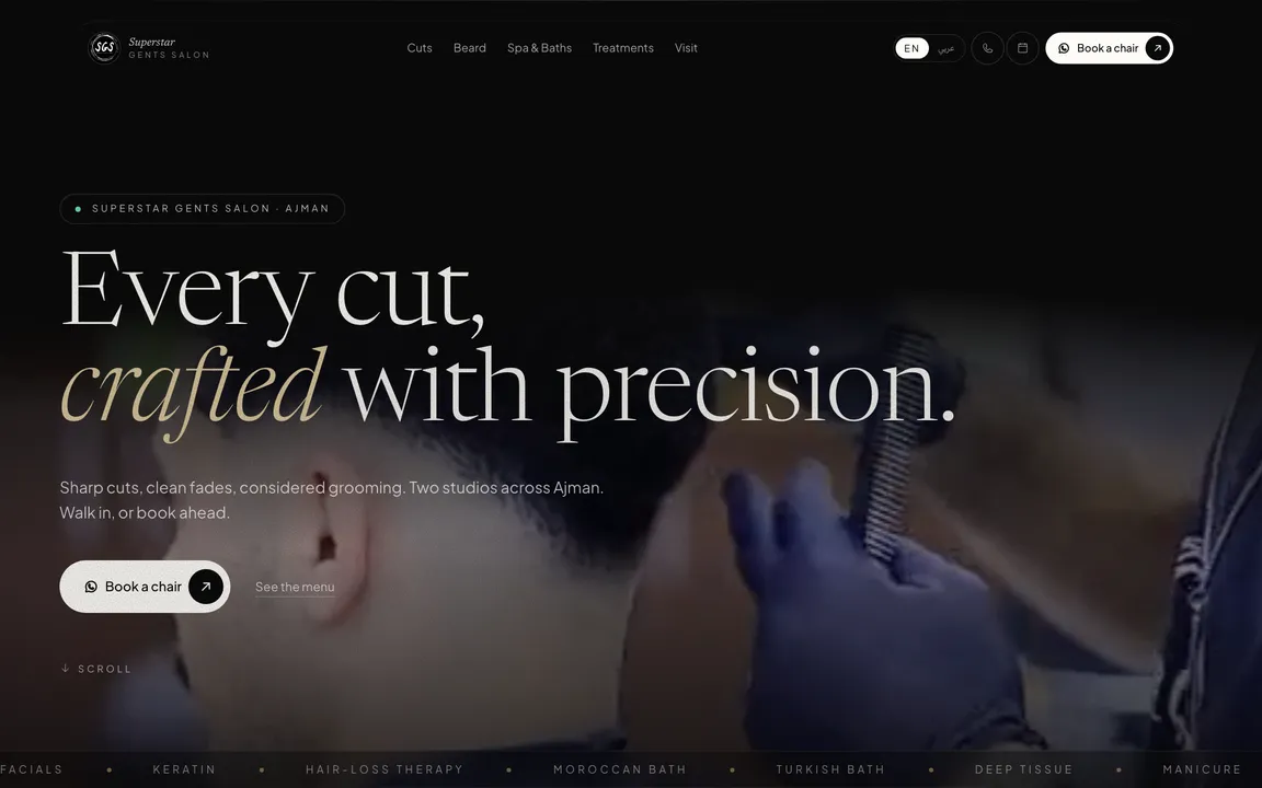 The Superstar Gents Salon website